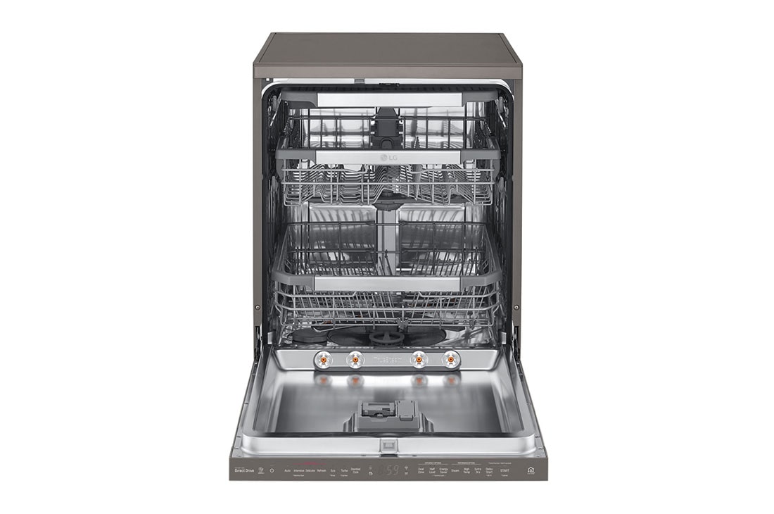 LG QuadWash™ Steam Dishwasher, 14 Place Settings, EasyRack™ Plus, Inverter Direct Drive, ThinQ, Black Stainless color, DFB325HD, thumbnail 2