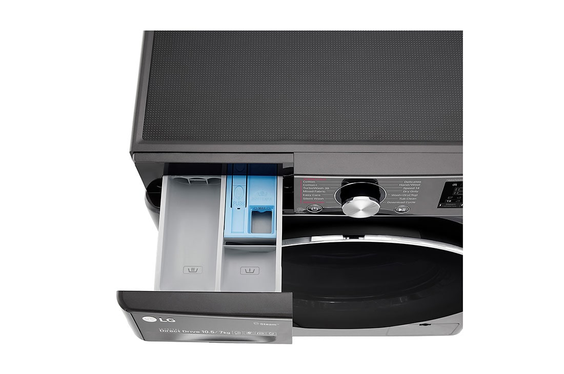 LG 10.5/7kg Front Load Washer & Dryer, AI DD™, TurboWash™360˚, Black Steel Color, WDV9142BRP, thumbnail 7