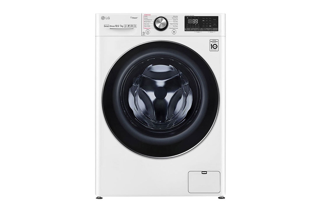 LG 10.5/7kg Front Load Washer & Dryer, AI DD™, TurboWash™360˚, White Color, WDV9142WRP