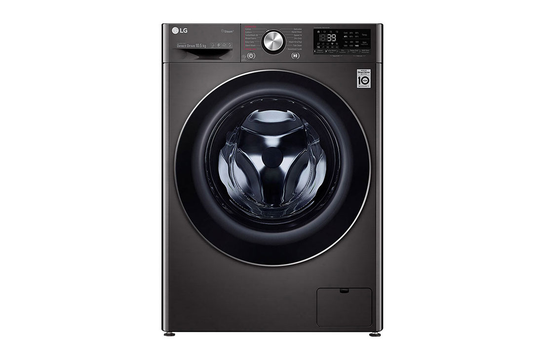 LG 10.5kg Front Load Washing Machine, AI DD, TurboWash 360˚, Black Steel Color, WV9142BRP