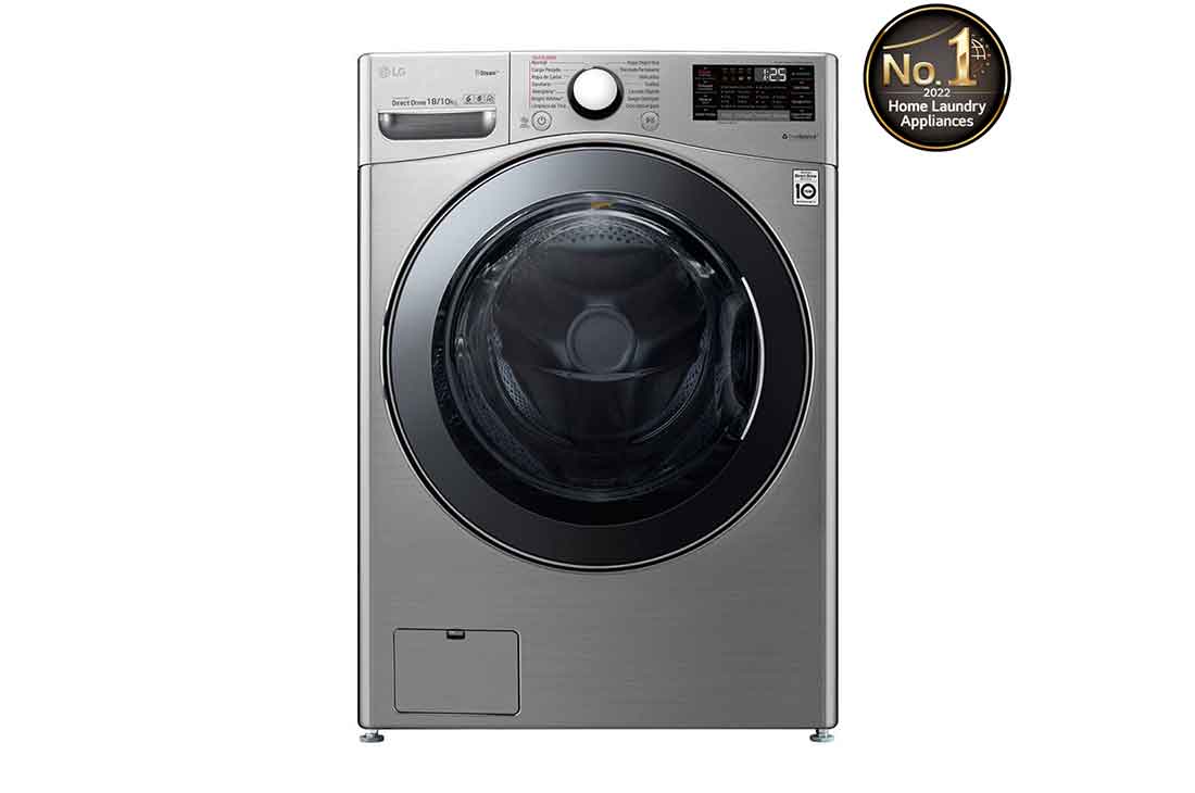 LG 18/10kg Front Load Washer Dryer, Silver Color, WDV1901SRV