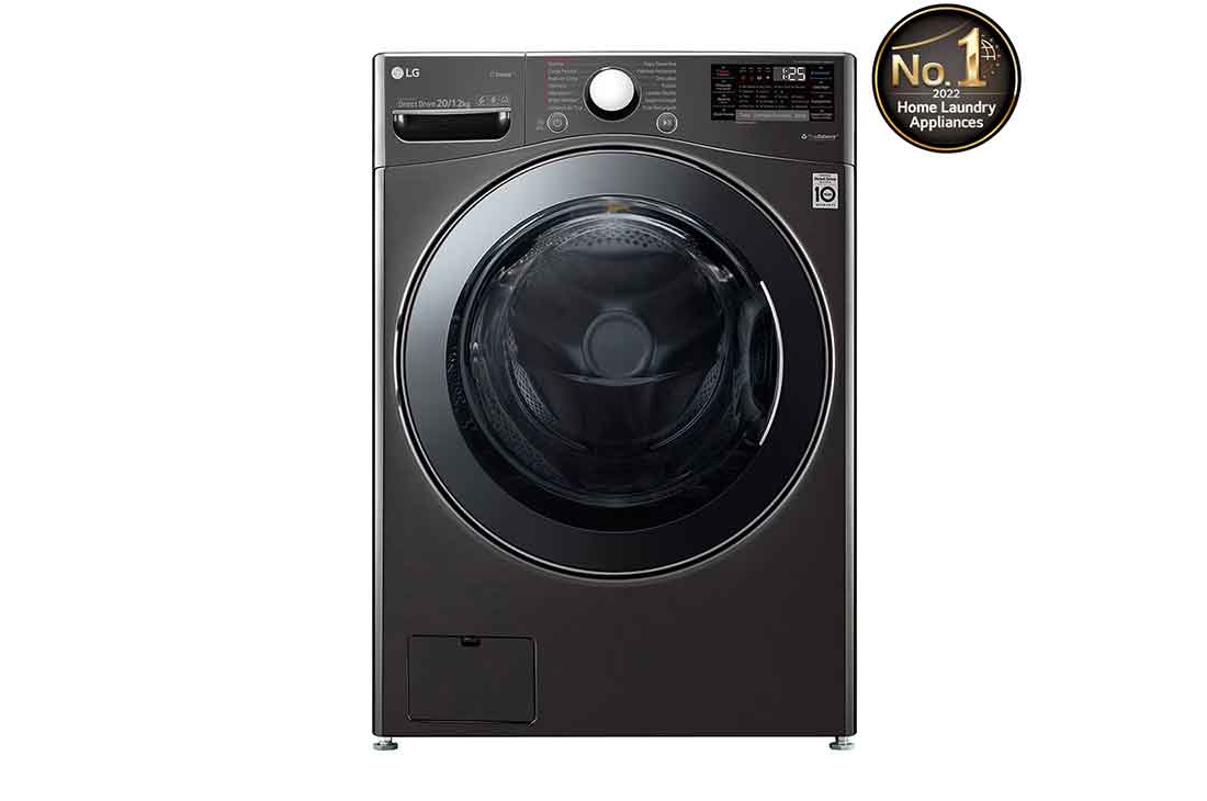 LG Washer & Dryer 20/12kg, Direct Drive, Steam, Black Steel, WDV2101BRV