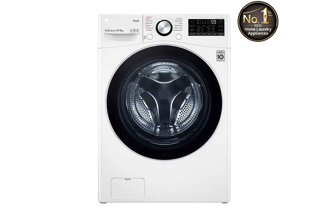 LG Washer & Dryer 15/8kg with AI Direct Drive, Steam, White Color, WDL91H02PN