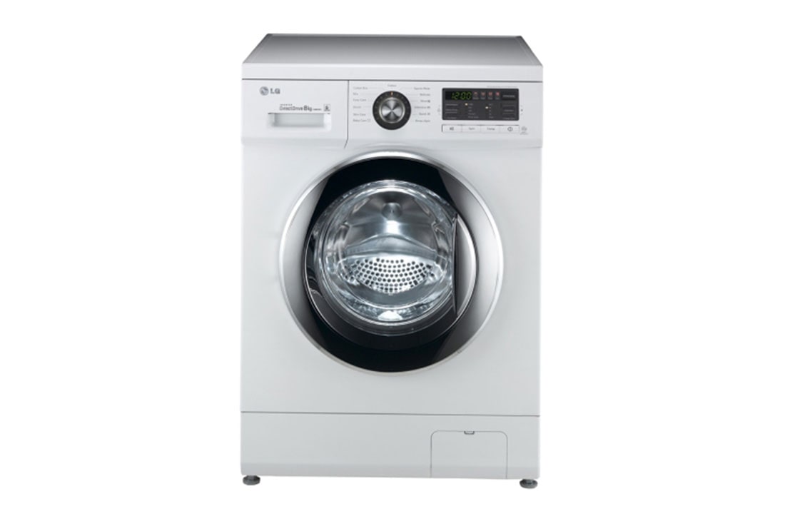 LG Front Load Washer 8 KG, Direct Drive Motor, 6 Motion, White Color , WB81406G0P, WB81406G0P