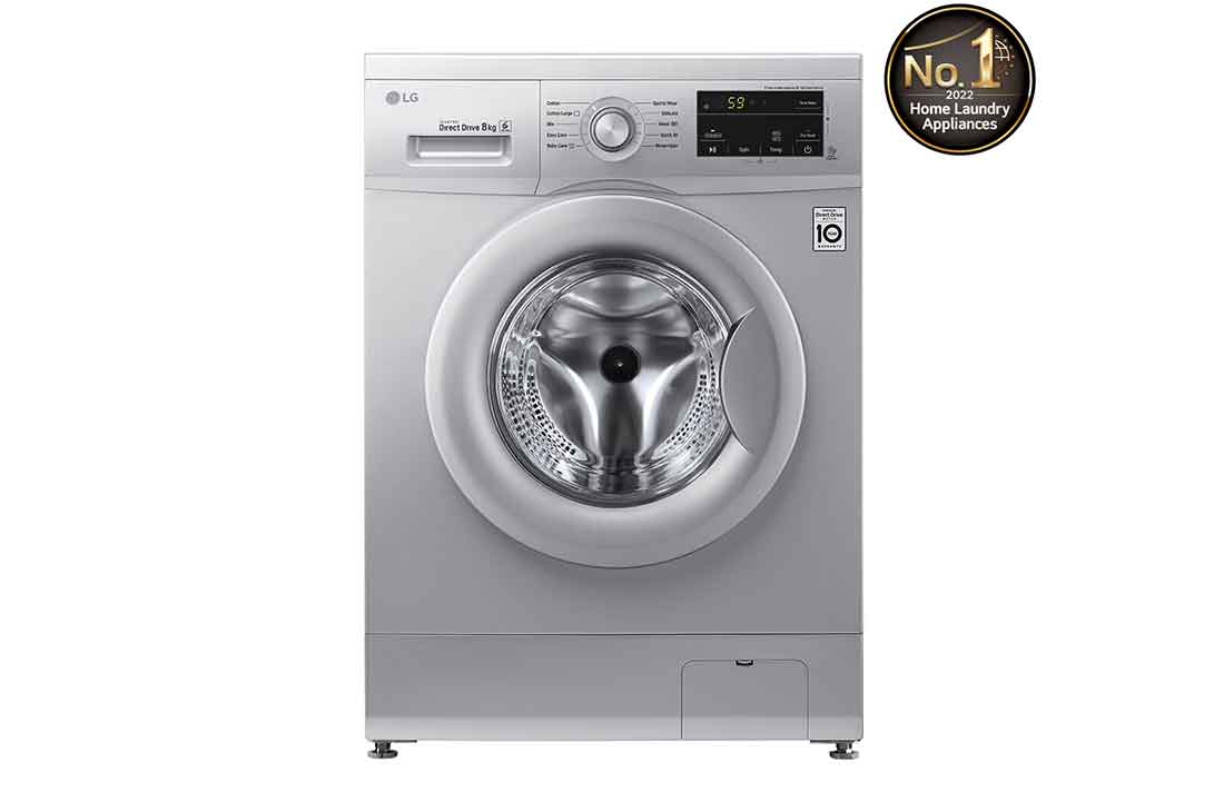 LG Front Load Washer 8kg, Direct Drive Motor, 6 Motion, Silver Color , WB8145G5P, WB8145G5P