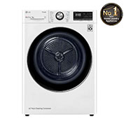 LG Energy Saving Dryer, 9kg, White, Drying with Dual Heat Pump, Front, RC10V7WDK, thumbnail 1