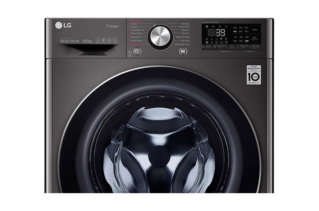 LG 9/6kg Front Load Washer & Dryer, AI DD™, TurboWash™360˚, Black Steel Color, F4V9VCP2E, F4V9VCP2E, thumbnail 6