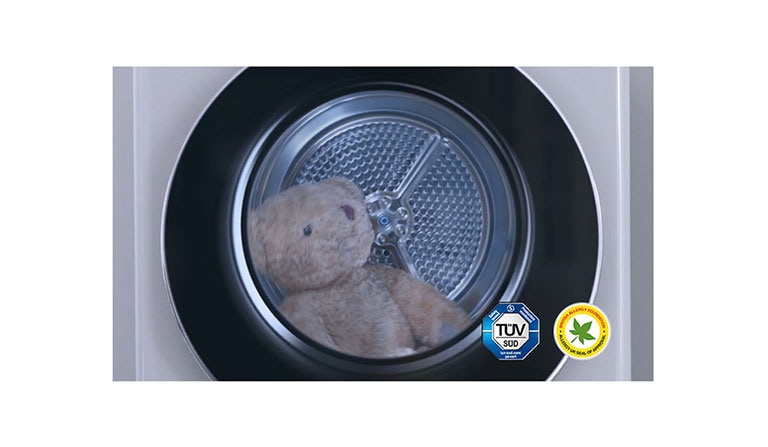 dry teddybear and reduces 99.9% of bacteria and live dust mites with Allergy Care