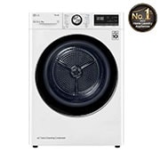 LG Energy Saving Dryer, 9kg, White, Drying with Dual Heat Pump, Front, RH1077WVK, thumbnail 1