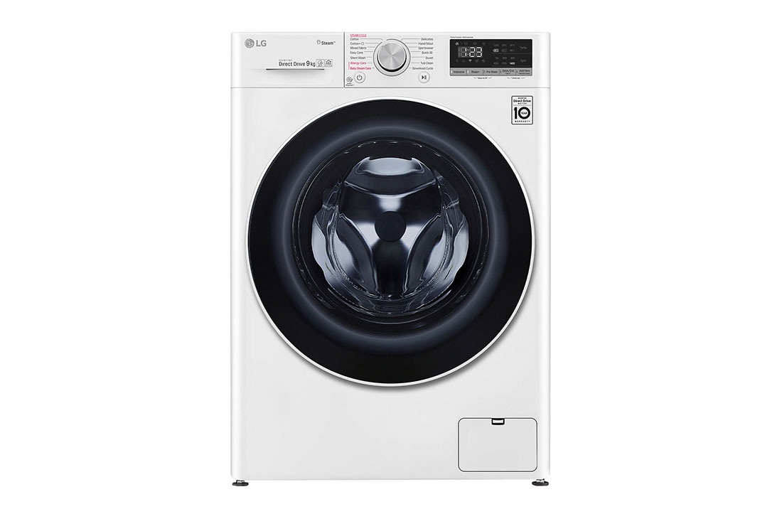 LG Front Load Washer 9kg, AI Direct Drive Motor, Steam, White Color, F4V5VYP0W, F4V5VYP0W