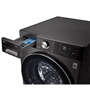 LG 12/8kg Front Load Washer & Dryer, AI DD™, TurboWash™360˚, Black Steel Color, top right drawer open detail, WDV1260BRP, thumbnail 6