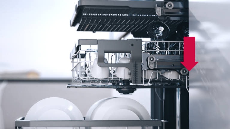 It shows that the height of the top rack is adjustable.