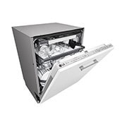 LG Quadwash Built-in Steam Dishwasher, Inverter Direct Drive, The front-left side view of a dishwasher with the door slightly open., DBC425TS, thumbnail 9