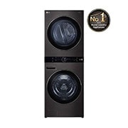 LG Single Unit Front Load 17/16kg LG WashTower™ with Centre Control™, Black Steel Color, Front View, WT1716BRK, thumbnail 1