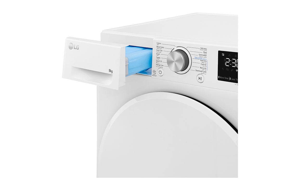 LG Energy Saving Dryer, 9kg, White, Capable Drying with Dual Heat Pump, Drum Light, RH90V3AV0N, thumbnail 6