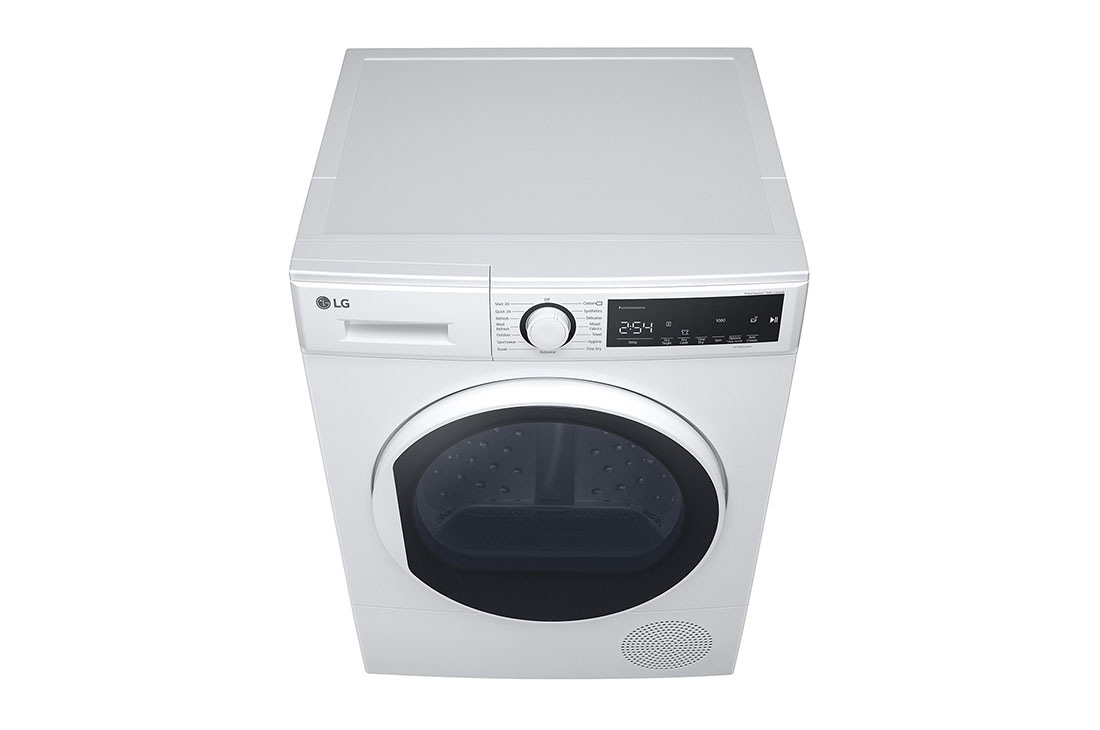 LG Heat Pump Dryer, 8kg Capacity, A++, White color, top persppective, RH80T2AP6RM, thumbnail 9