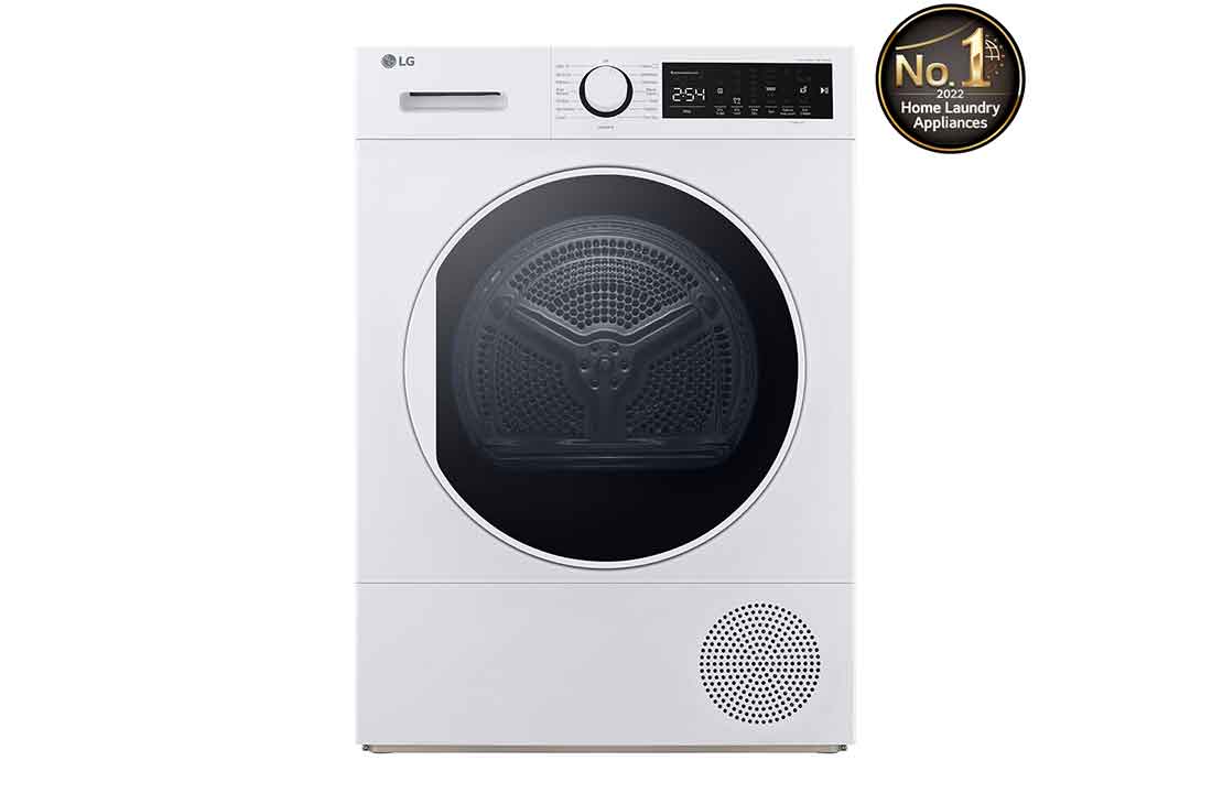 LG Heat Pump Dryer, 8kg Capacity, A++, White color, front, RH80T2AP6RM