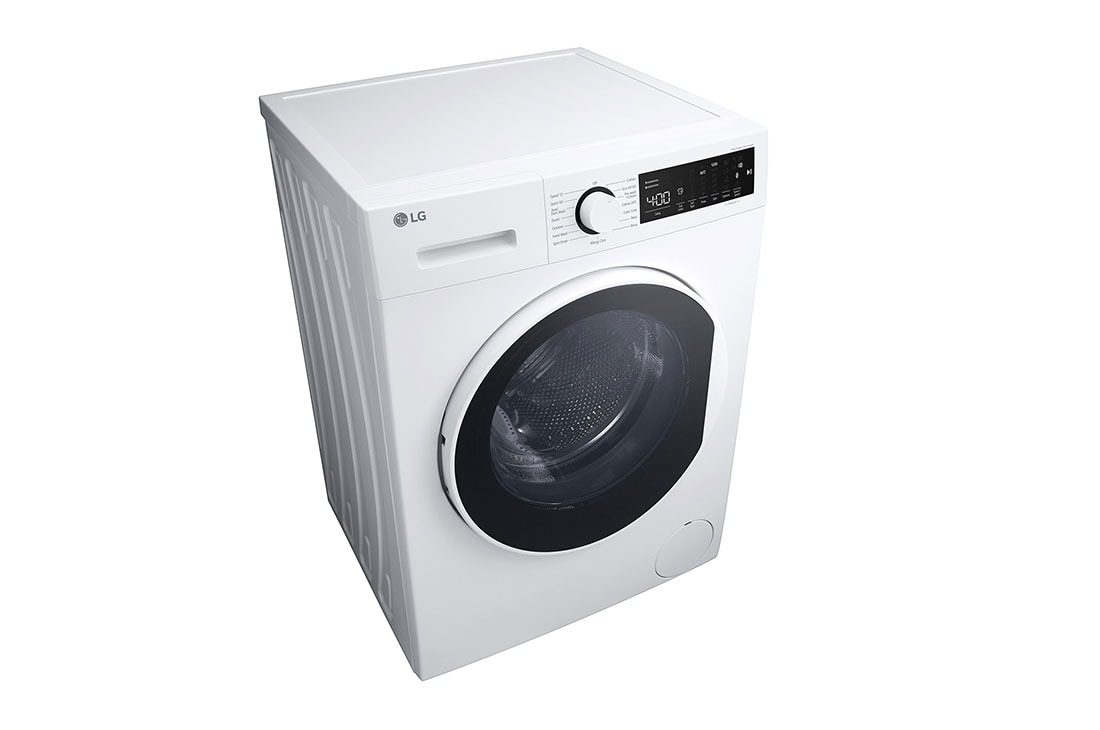 LG Front Load Washing Machine with Stain Care and Allergy Care Cycles, 8kg White Color, top persppective, F2T2TYM0W, thumbnail 9