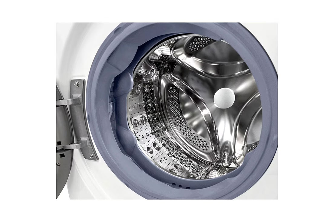 LG front loading Washer, 8 Kg, Bigger Capacity, AI DD, Steam, ThinQ, White, Perspective Top view, WV2149WVG, thumbnail 4