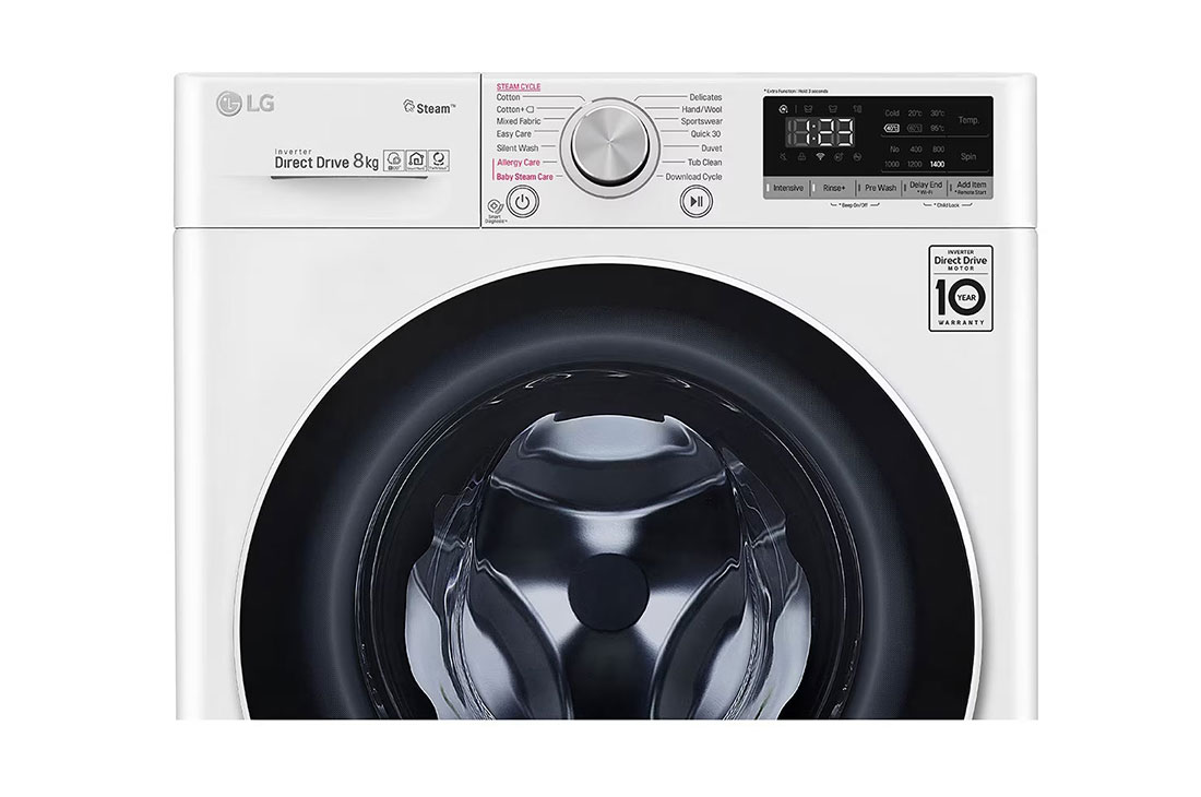 LG front loading Washer, 8 Kg, Bigger Capacity, AI DD, Steam, ThinQ, White, Fron with cut image, WV2149WVG, thumbnail 6