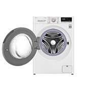 LG front loading Washer, 8 Kg, Bigger Capacity, AI DD, Steam, ThinQ, White, front view with open door, WV2149WVG, thumbnail 2
