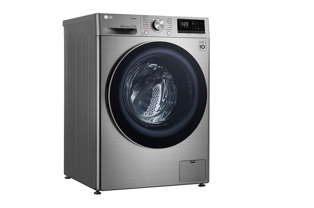 LG Vivace Washer, 9 Kg, Bigger Capacity, AI DD, Steam, ThinQ, -30 degree side view, WV4149PVG, thumbnail 3