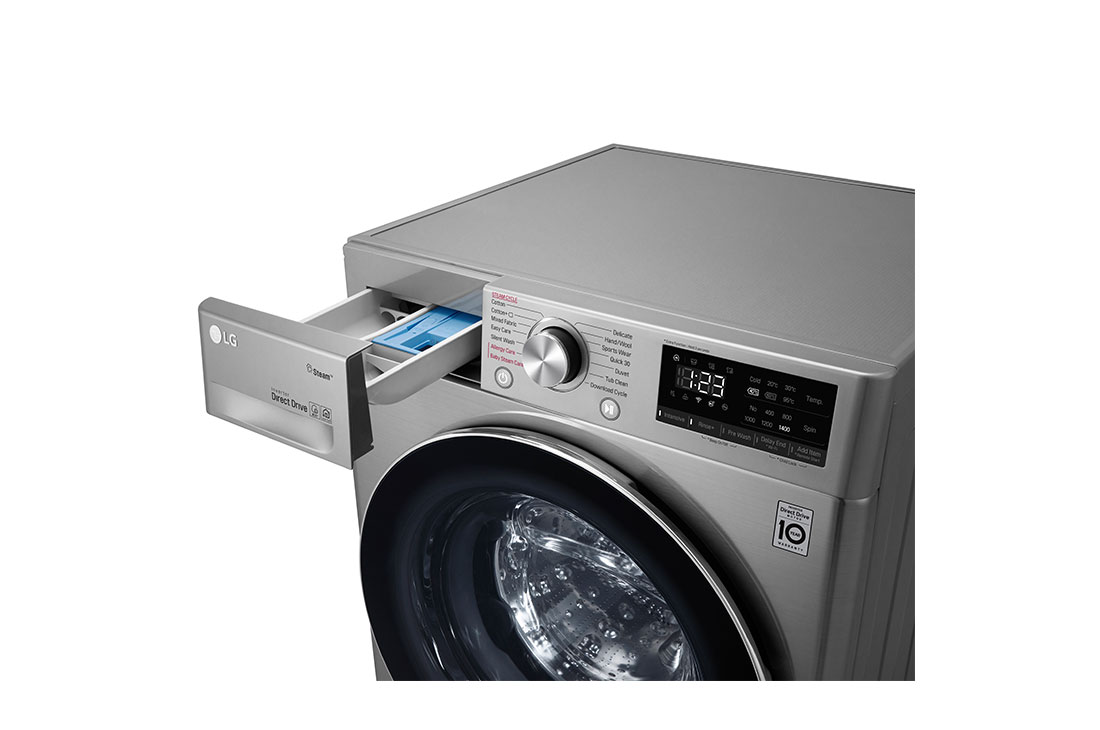 LG Vivace Washer, 9 Kg, Bigger Capacity, AI DD, Steam, ThinQ, side with cut image, WV4149PVG, thumbnail 6