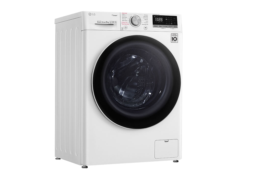 LG Vivace Washer, 9 Kg, Bigger Capacity, AI DD, Steam, ThinQ, 15 degree side view , WV4149WVG, thumbnail 10