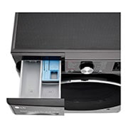 LG 10.5/7kg Front Load Washer & Dryer, AI DD™, TurboWash™360˚, Black Steel Color, Top view drawer open, F4V9RCP2E, thumbnail 7