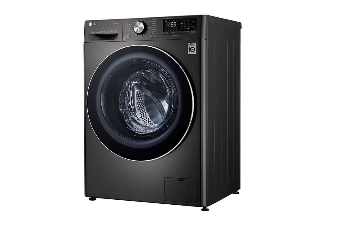 LG 10.5/7kg Front Load Washer & Dryer, AI DD™, TurboWash™360˚, Black Steel Color, Right view, F4V9RCP2E, thumbnail 13