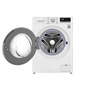 LG 8Kg Front Load Washer, AI DD™, Steam™,White Color, Front view with door open, F4V5TYP0W, thumbnail 2