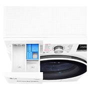 LG 8Kg Front Load Washer, AI DD™, Steam™,White Color, Top perspective view with detergent port open, F4V5TYP0W, thumbnail 7