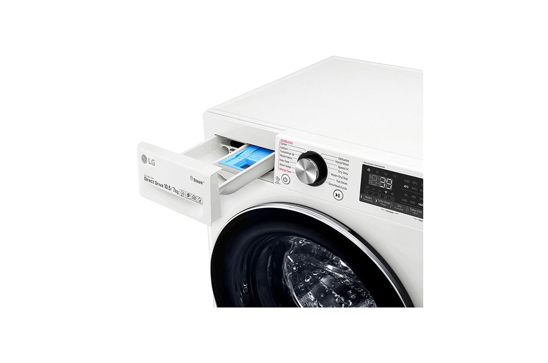 LG 10.5/7kg Front Load Washer & Dryer, AI DD™, TurboWash™360˚, White Color, Detail view, F4V9RCP2W, thumbnail 5