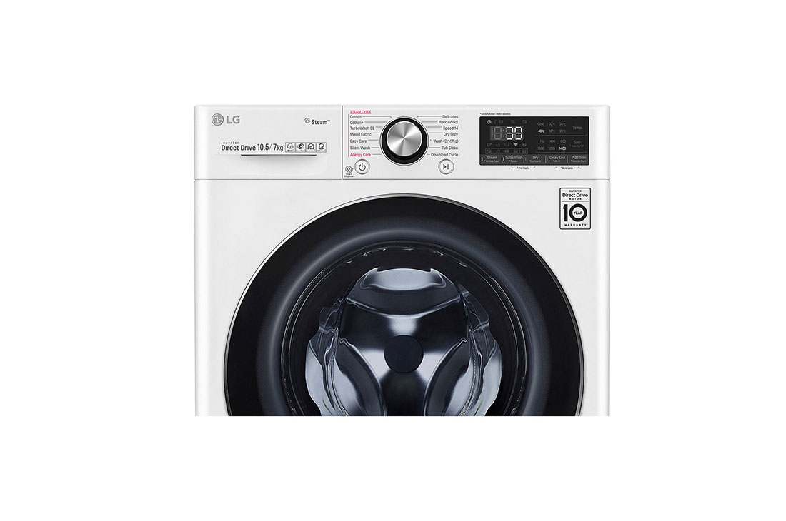 LG 10.5/7kg Front Load Washer & Dryer, AI DD™, TurboWash™360˚, White Color, Detail view, F4V9RCP2W, thumbnail 6