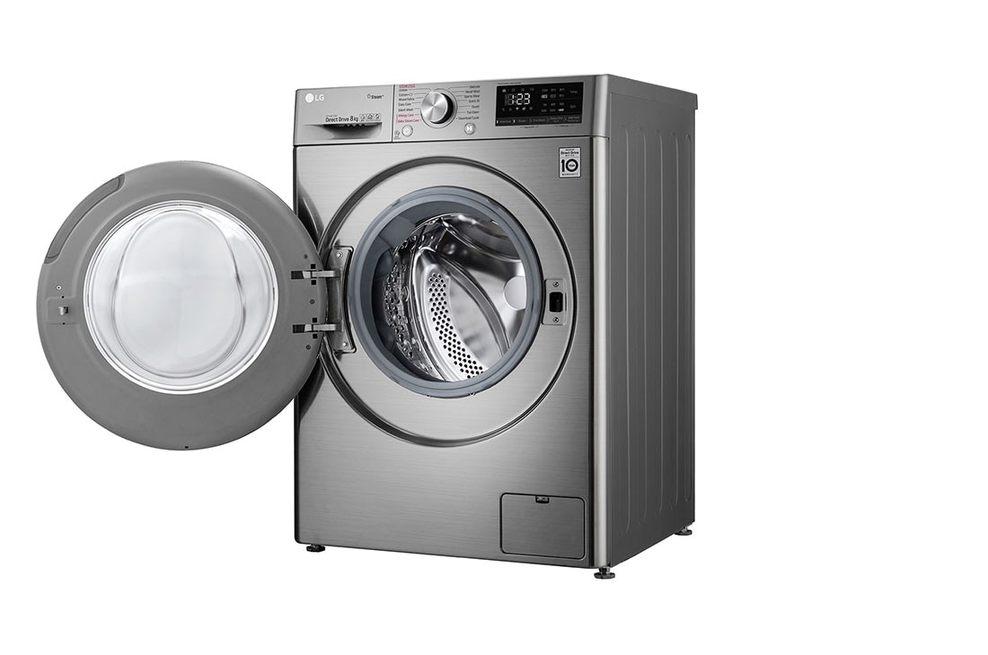 LG 8Kg Front Load Washer, AI DD™, Steam™, Silver Color, Right door open, F4V5TYP2P, thumbnail 12