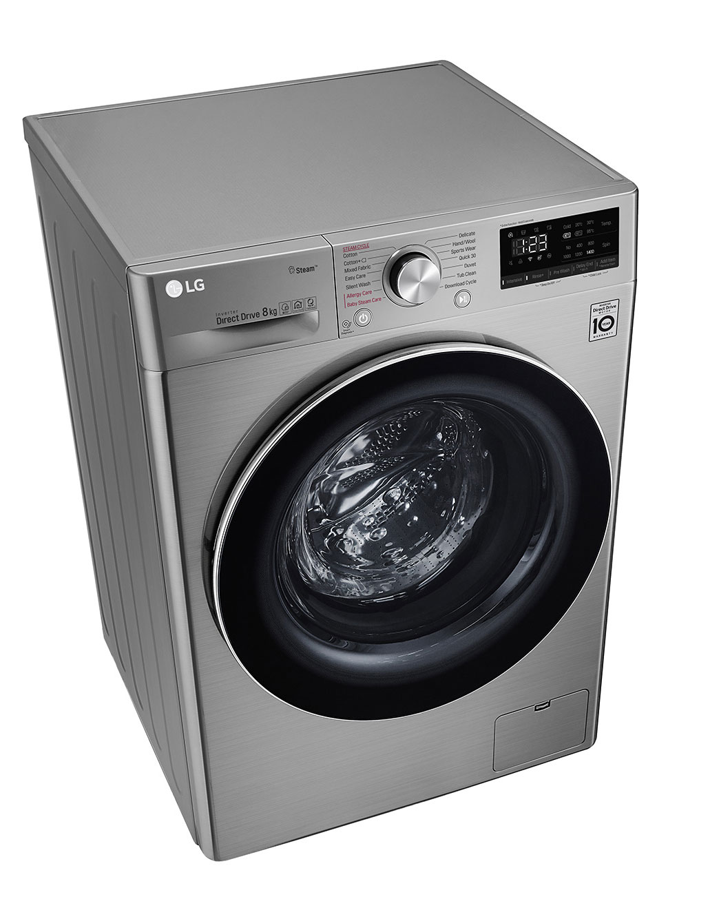 LG washing machine, 8 kg, 1400 cycles, silver