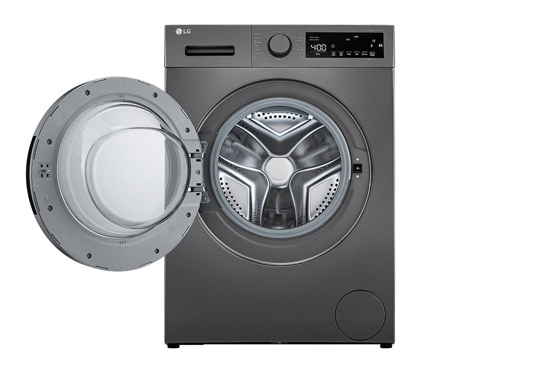 LG 8Kg Front Load Washing Machine with Stain Care, Dark Silver Color, front open, F2T2TYM1S, thumbnail 2