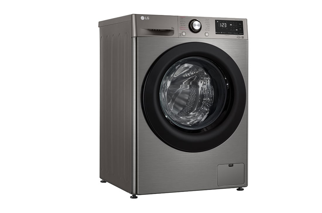 LG Front Load Washing Machine Silver Color, 9KG Capacity with AI DD™, Steam™ & ThinQ™, left side view, WV2149PVG, thumbnail 10