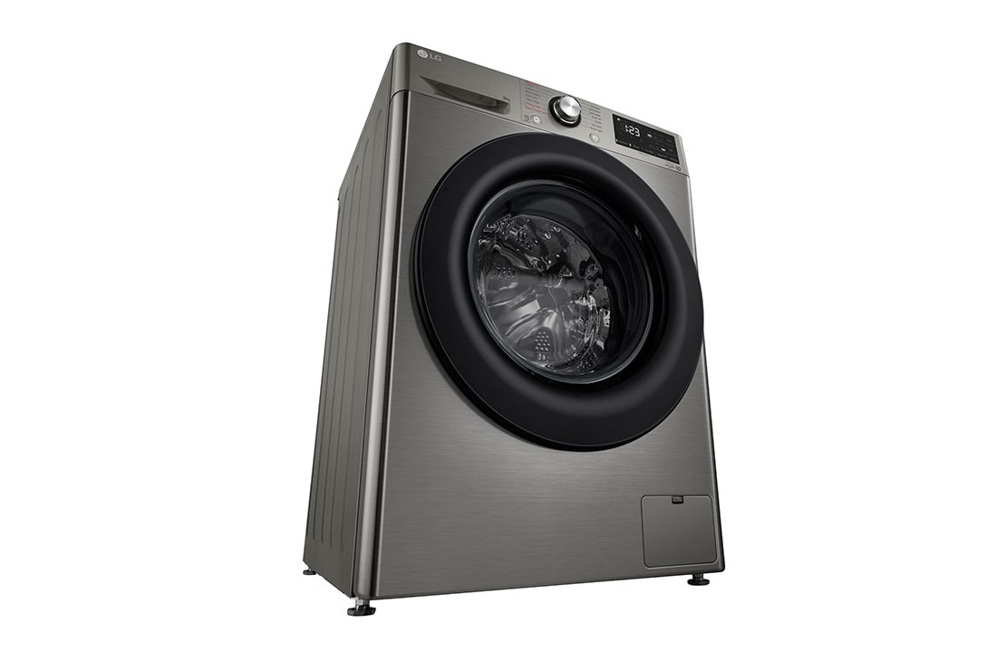 LG Front Load Washing Machine Silver Color, 9KG Capacity with AI DD™, Steam™ & ThinQ™, perspective view, WV2149PVG, thumbnail 13