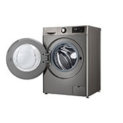 LG Front Load Washing Machine Silver Color, 9KG Capacity with AI DD™, Steam™ & ThinQ™, right side door open view, WV2149PVG, thumbnail 11