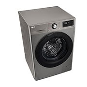 LG Front Load Washing Machine Silver Color, 9KG Capacity with AI DD™, Steam™ & ThinQ™, left side perspective view, WV2149PVG, thumbnail 8