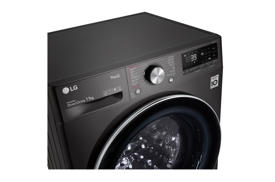 LG Front Load Washing Machine , 11KG Capacity with AI DD™, Steam+™ , Platinum Black , panel view, WR9011PBG, thumbnail 3