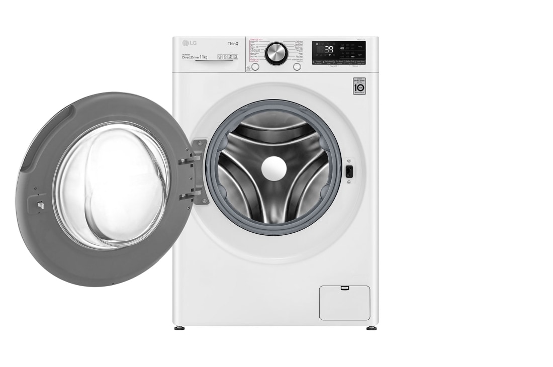 LG Front Load Washing Machine , 11KG Capacity with AI DD™,ThinQ , White Color, front view open, WR9011BWG, thumbnail 2