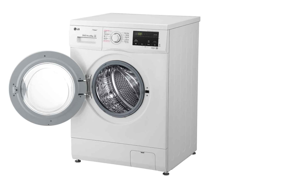 LG Front Load Washer 8kg, Direct Drive Motor, Smart Diagnosis, White Color, right side open, WJ1408NTG, thumbnail 10