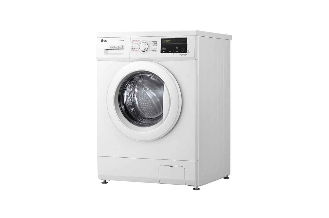 LG Front Load Washer 8kg, Direct Drive Motor, Smart Diagnosis, White Color, left perspective view, WJ1408NTG, thumbnail 11