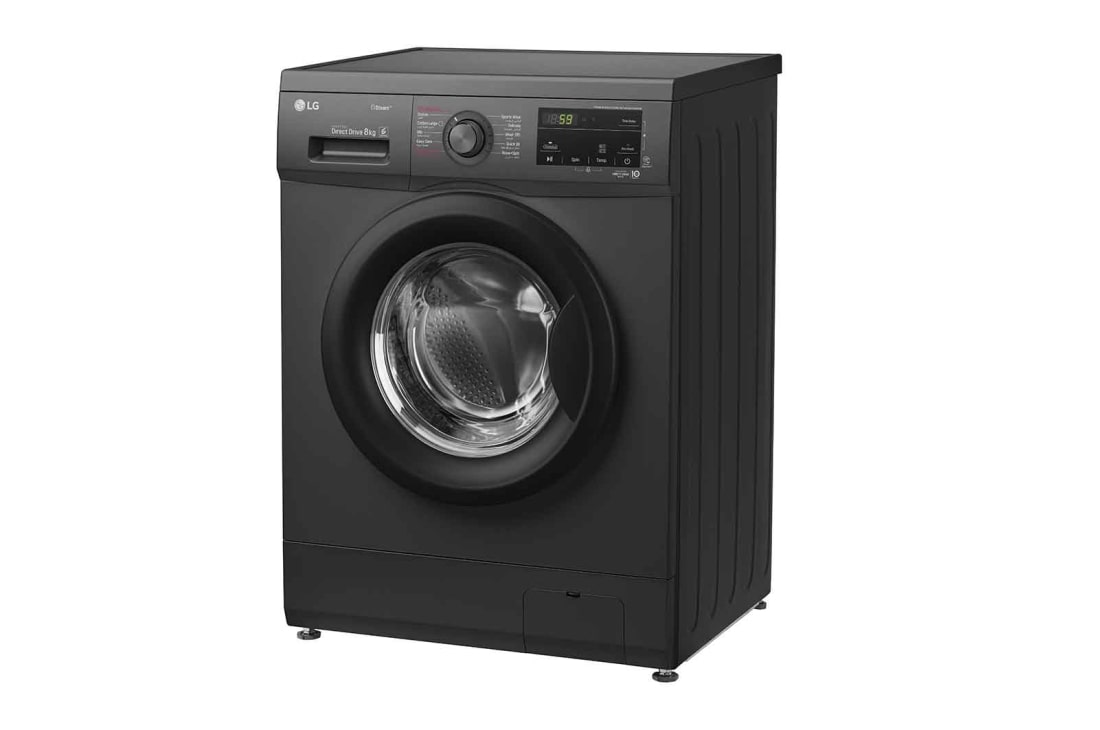 LG Front Load Washer 8kg, Direct Drive Motor, Smart Diagnosis, Middle Black Color, Right view, WJ1408MTG, thumbnail 10