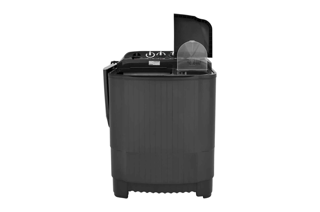 LG Twin Tub Washer 7/3.5KG with Roller Jet Plusator And 3 Washing Programs,Middle Black, Front door all open view, P1261RONT, thumbnail 2