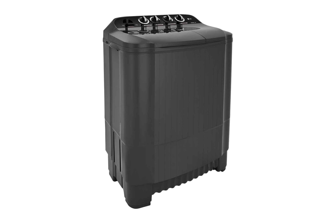 LG Twin Tub Washer 7/3.5KG with Roller Jet Plusator And 3 Washing Programs,Middle Black, Left side view, P1261RONT, thumbnail 3