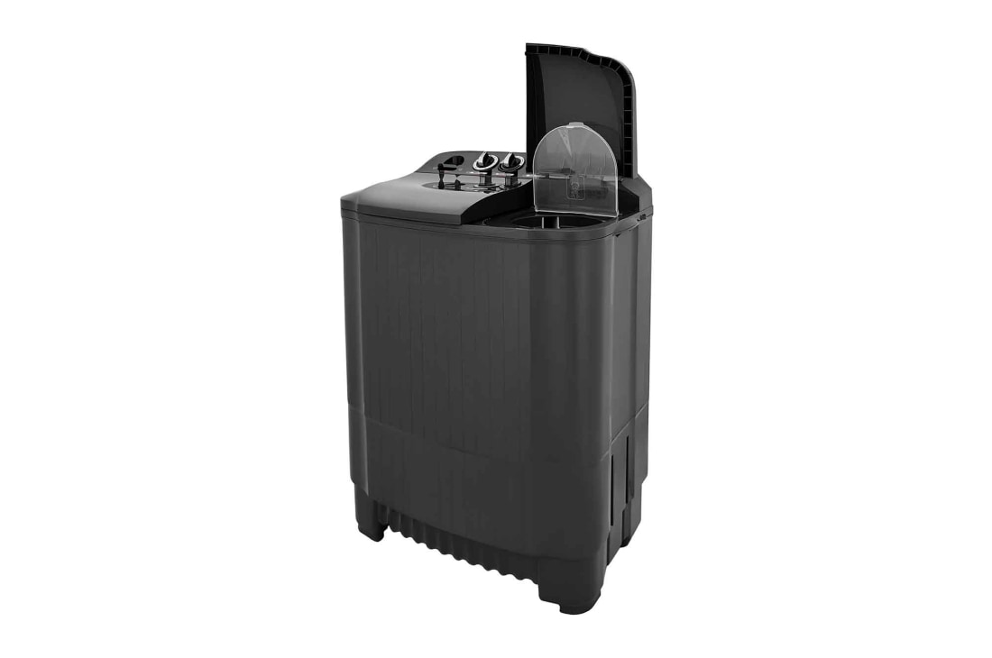 LG Twin Tub Washer 7/3.5KG with Roller Jet Plusator And 3 Washing Programs,Middle Black, Right side door open view, P1261RONT, thumbnail 6