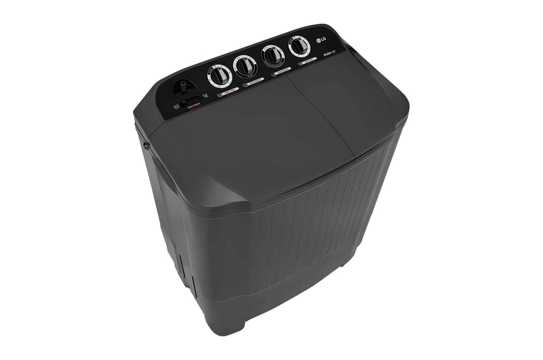 LG Twin Tub Washer 7/3.5KG with Roller Jet Plusator And 3 Washing Programs,Middle Black, Top left perspective, P1261RONT, thumbnail 9
